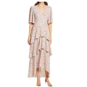 NEW FOURTEENTH PLACE Floral Tiered High-Low Maxi Dress XS